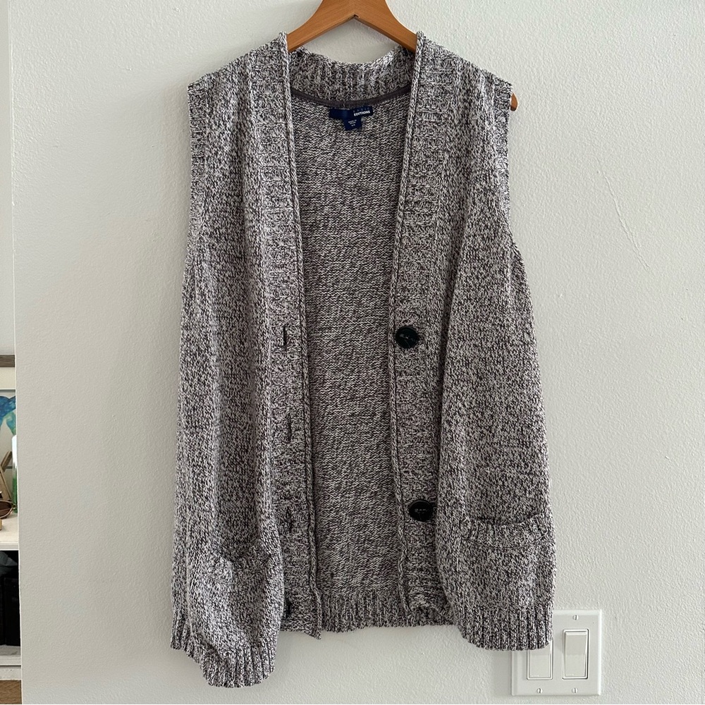Heather Grey Sweater Vest, Cotton Blend, Basic Editions size Large